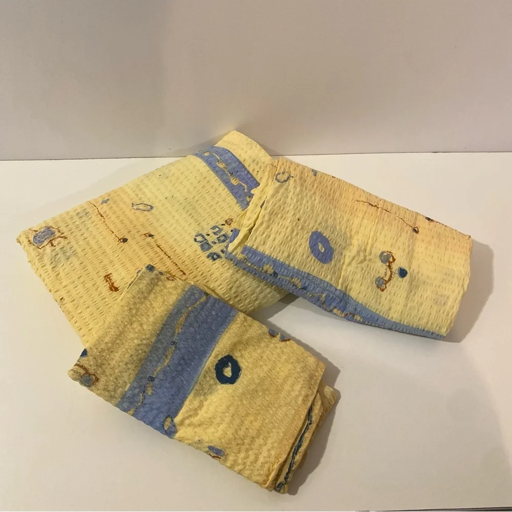 Vintage Yellow & Blue Duvet Cover & Set Of 2 Pillow Shams